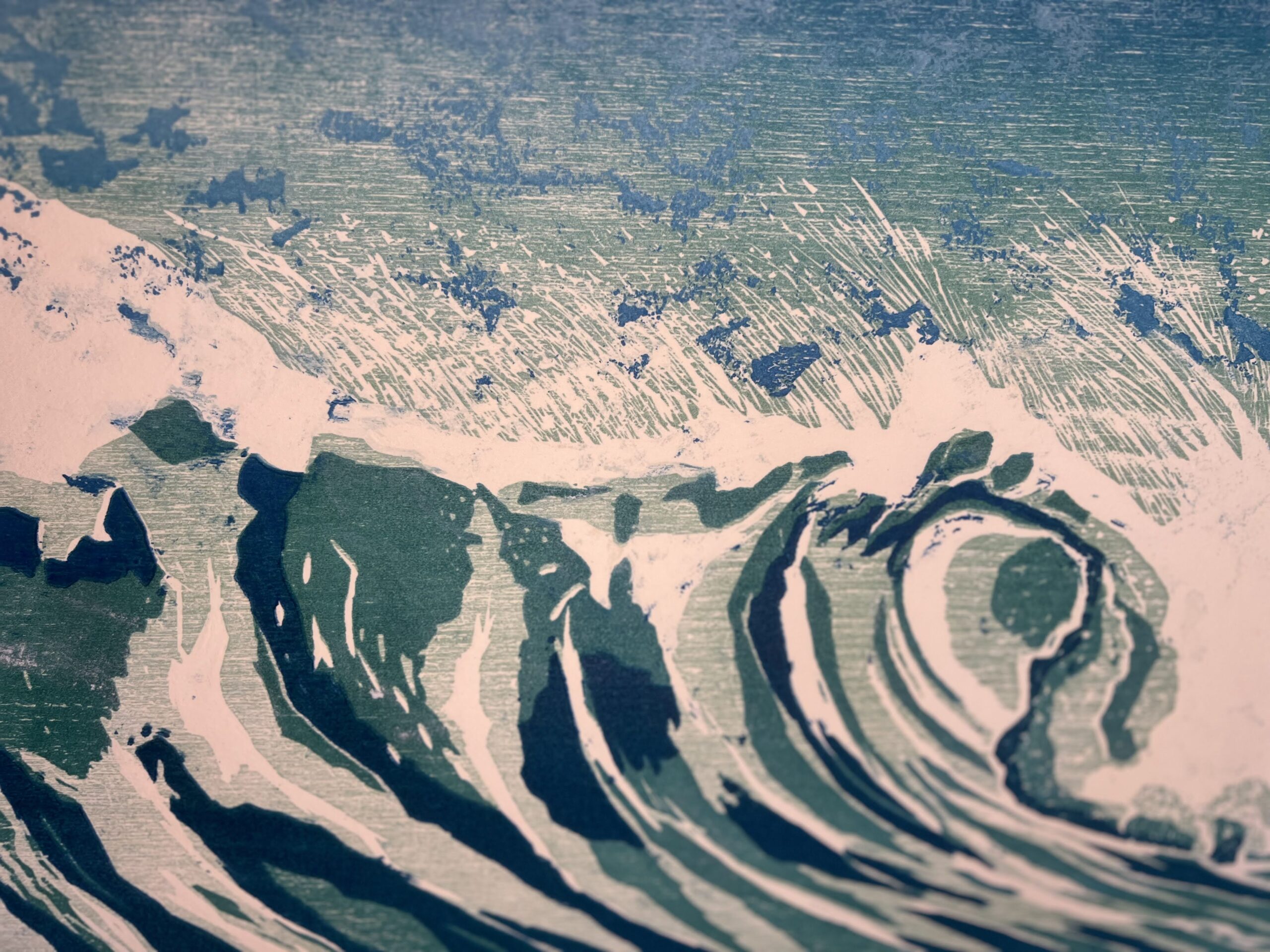 "Lo que arrastra la ola" ~ Xilografía (76 x 56 cm) - Image 3
