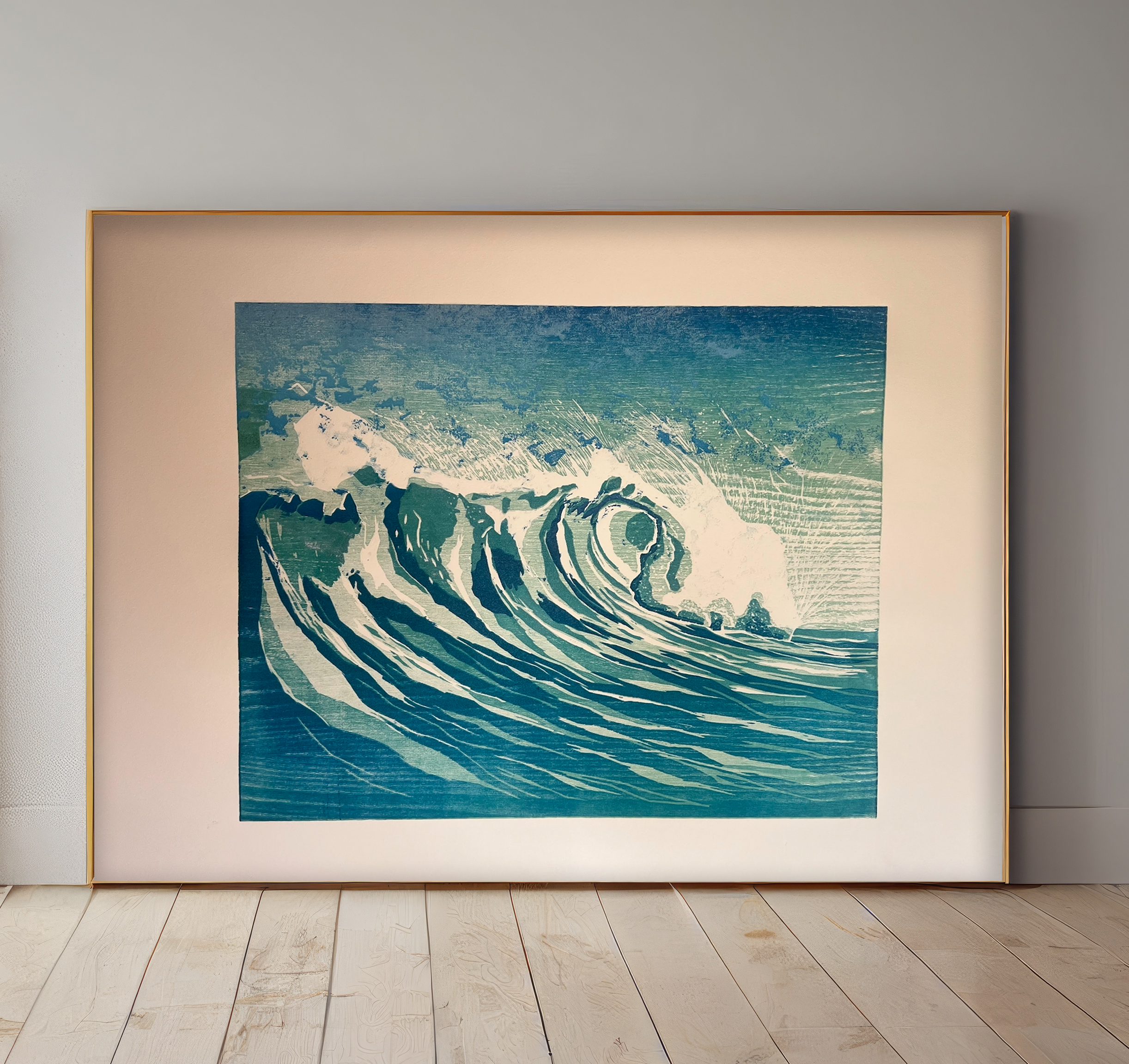 "Lo que arrastra la ola" ~ Xilografía (76 x 56 cm)