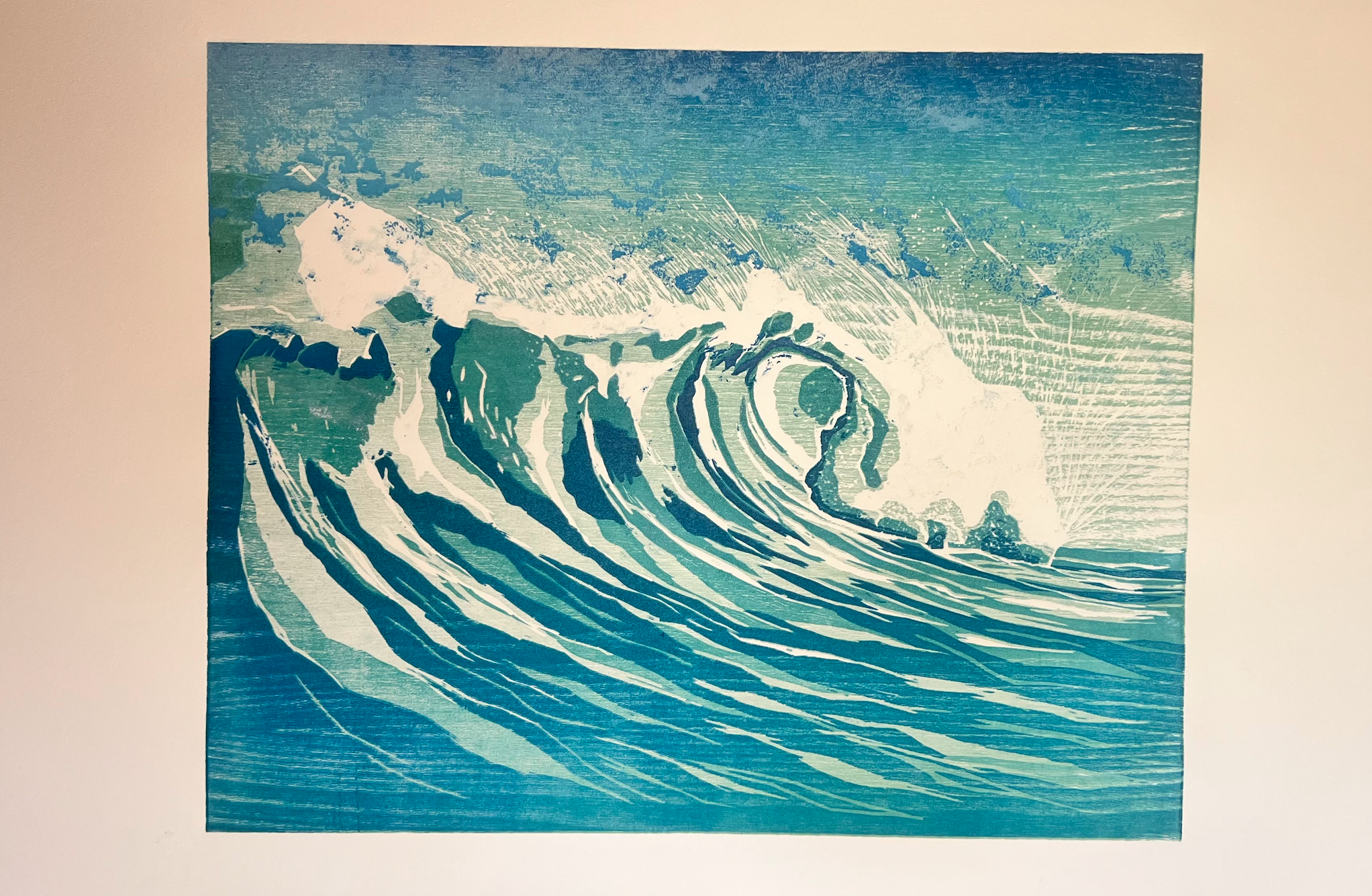 "Lo que arrastra la ola" ~ Xilografía (76 x 56 cm) - Image 2